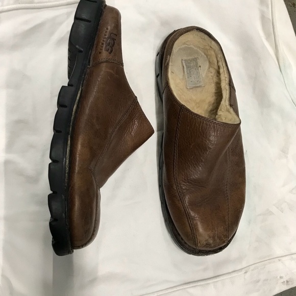 mens leather slip on mules